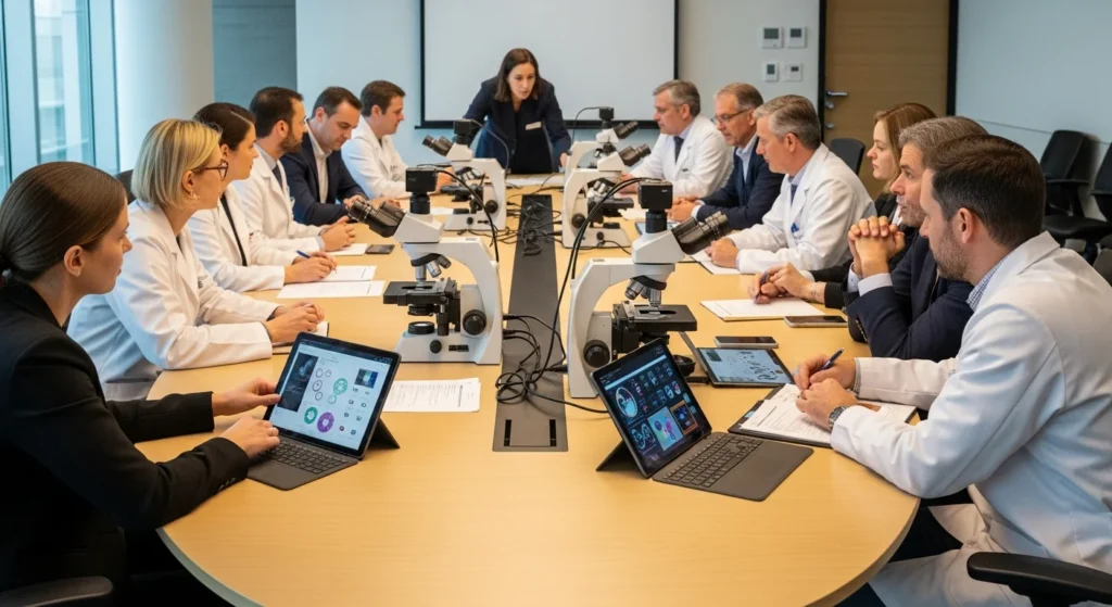CFM coloca a homeopatia sob o microscópio: webinar debate evidências científicas, segurança, aplicabilidade clínica e o futuro da especialidade no Brasil 1 Profissionais em conferência discutindo homeopatia sob microscópio CFM com elementos científicos