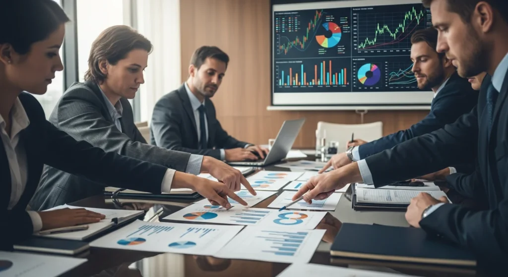 Lei 15.270/2025: como fechar balanço em 30/11/2025 e formalizar deliberação para garantir distribuição de lucros isentos em 2026, 2027 e 2028 1 Imagem de reunião corporativa com especialistas analisando balanços estratégicos e gráficos financeiros, evidenciando estratégia PL 1087 2025