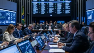 Reforma tributária 2026 alta: painel de votação no Congresso e alta gestão brasileira em destaque