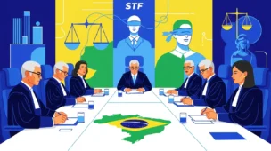 Ministros do STF em julgamento, simbolizando a maioria histórica contra o marco temporal das terras indígenas