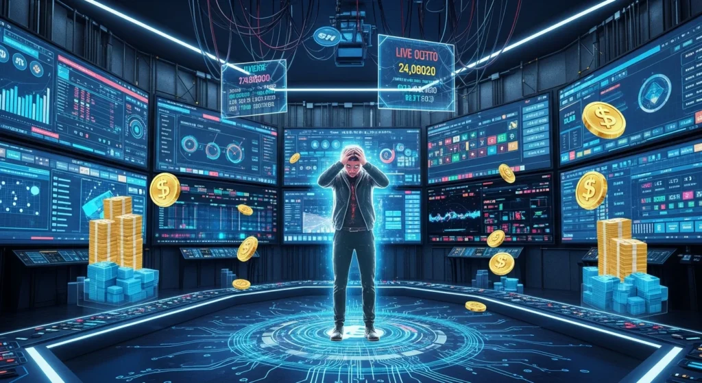 Apostas Virtuais: Por que Mário Heringer Propõe Tributação Extrema para Salvar Milhões de Brasileiros do Vício e Proteger Nossas Famílias? 1 Imagem de uma sala de jogos virtual com telas de apostas, moedas digitais e avatar angustiado, destacando bets mário heringer defende medidas sociais