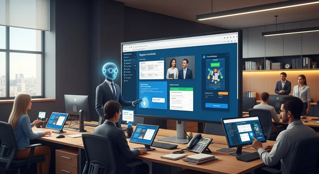 Atestado de Residência Fiscal 2025: Receita Federal MUDOU TUDO! Veja como conseguir o seu via e-CAC e fuja dos indeferimentos. 1 Atendente digital na Receita Federal com telas de solicitação de atestados e fluxo eletrônico