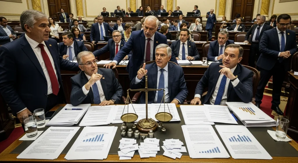 Substituição Tributária na Reforma: O PLP 68 em Xeque na Câmara dos Deputados! Entenda se o polêmico mecanismo tributário voltará ou será excluído. 1 Reunião política com deputados e senadores discutindo substituição tributária reforma PLP no plenário
