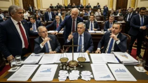 Reunião política com deputados e senadores discutindo substituição tributária reforma PLP no plenário