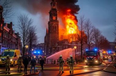 Chamas e Fumaça na Virada: Incêndio Devastador Atinge a Icônica Vondelkerk, Igreja Histórica de Amsterdã, no Ano Novo e Choca o Mundo!