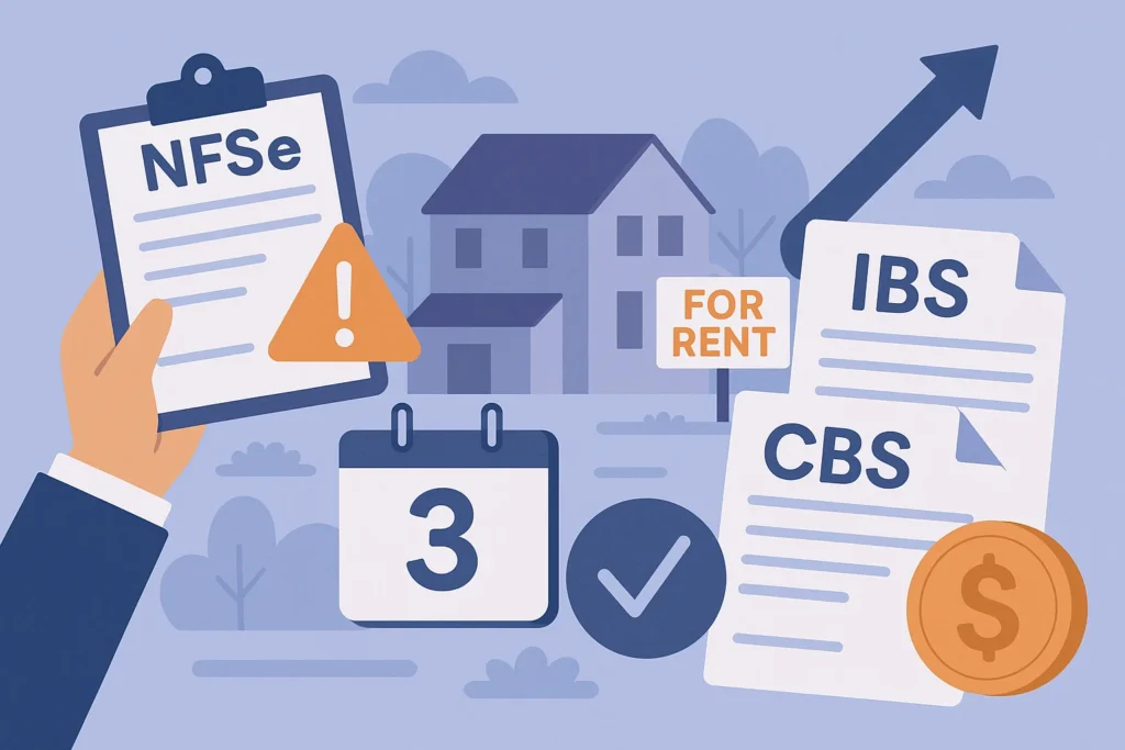 NFSe: implantação da Nota Técnica nº 009 adiada para adaptações em locação de bens imóveis, IBS e CBS têm obrigatoriedade mantida em 3 de agosto de 2026 1 newsai 9960367757